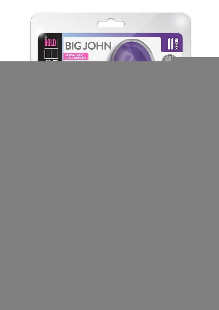 Au Naturel Bold Big John Dildo with Suction Cup and Balls - Purple - 11in