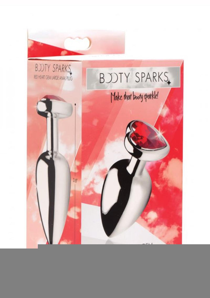 Booty Sparks Heart Gem Large Anal Plug - Metal/Red - Large
