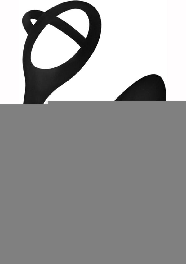 Decadence Ball Buster Silicone Vibrating Butt Plug with Cock Ring - Black