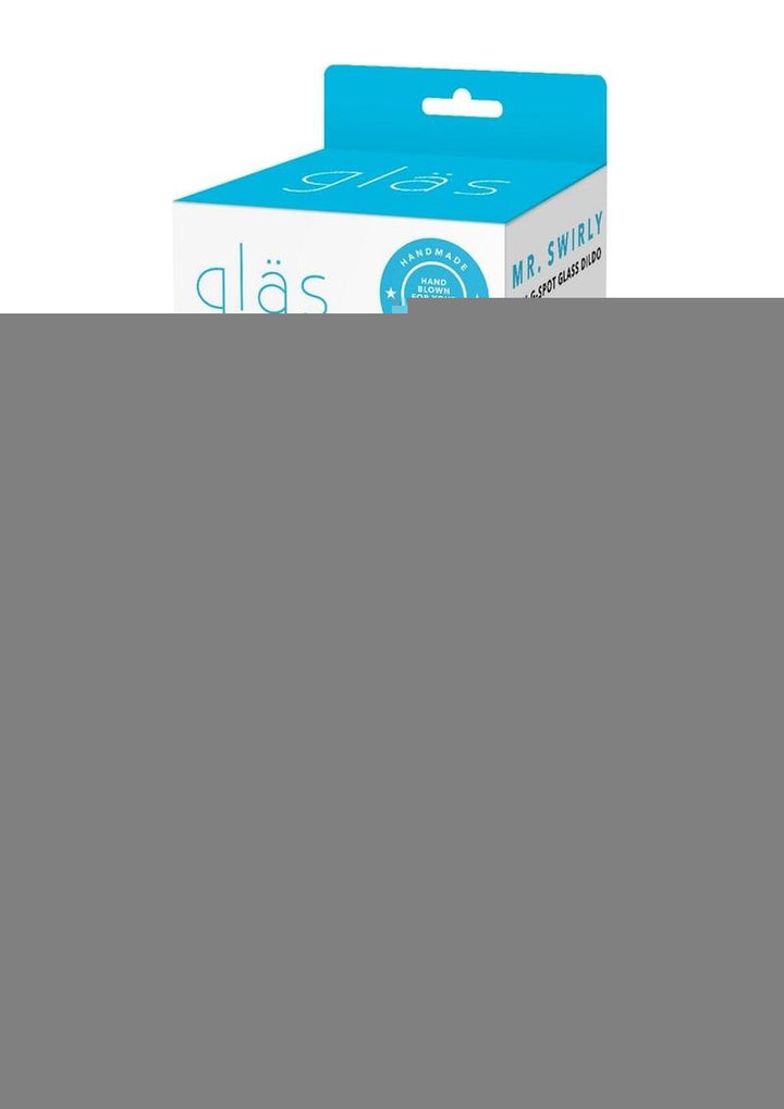 Glas Mr. Swirly G-Spot Glass Textured Dildo - Blue/Clear - 6.5in