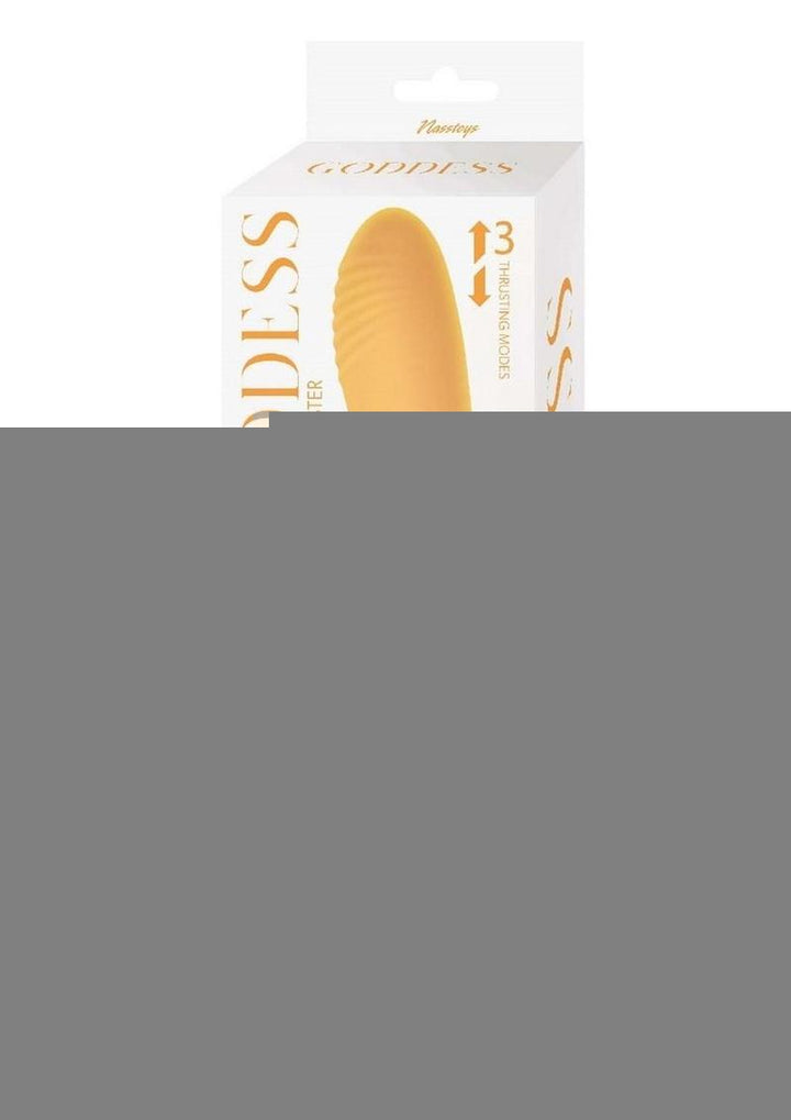Goddess Tapping Thruster Rechargeable Silicone Vibrator with Clitoral Stimulator - Yellow