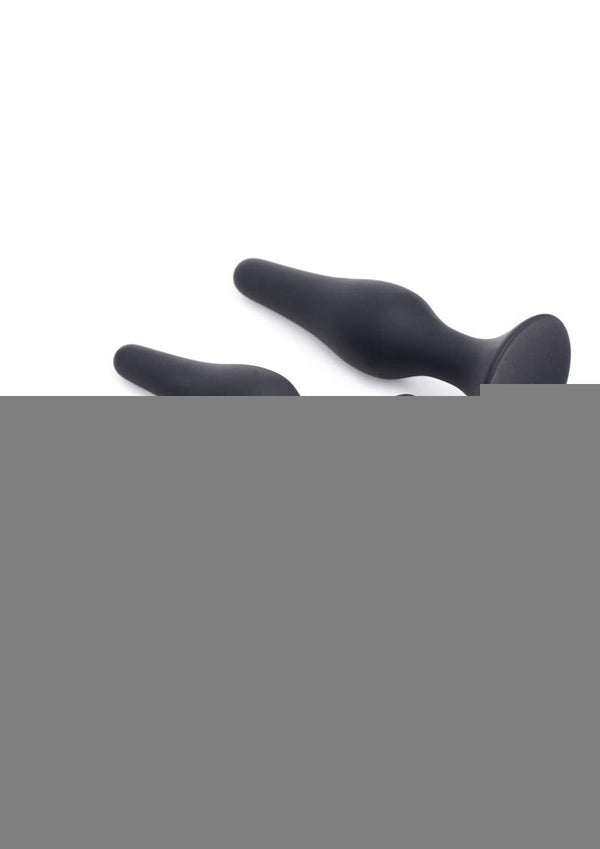 Master Series Triple Spire Tapered Silicone Anal Trainer - Black - 3 Piece/Set