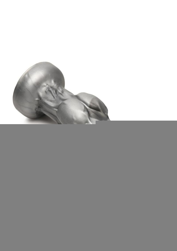 Night Prowler Silicone Dildo - Black/Silver - Medium