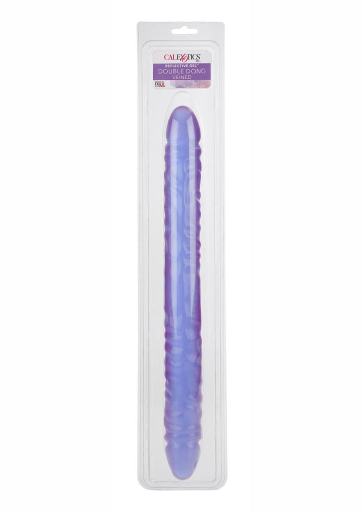 Reflective Gel Veined Double Dildo - Purple - 18in