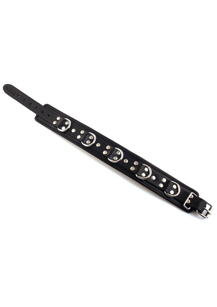 Rouge 5 D Ring Leather Collar - Black