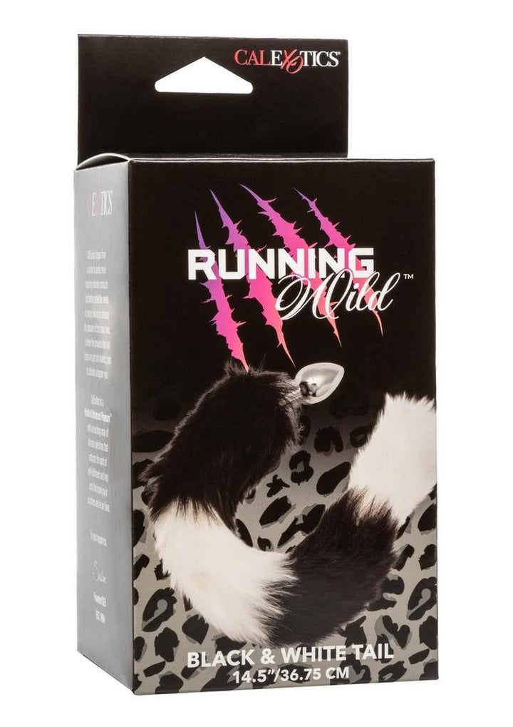 Running Wild Black and White Tail Faux Fur Tail and Metallic Anal Plug skitzokitty Running Wild Black and White Tail Faux Fur Tail and Metallic Anal Plug skitzokitty