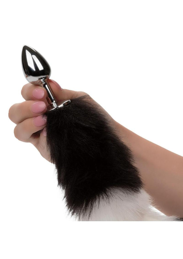Running Wild Black and White Tail Faux Fur Tail and Metallic Anal Plug skitzokitty Running Wild Black and White Tail Faux Fur Tail and Metallic Anal Plug skitzokitty