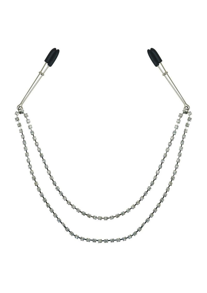 Sincerely Bling Nipple Clips - Black/Metal/Silver - 20in