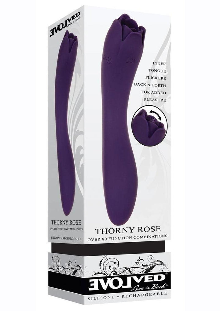 Thorny Rose Rechargeable Silicone Dual-End Vibrator - Purple