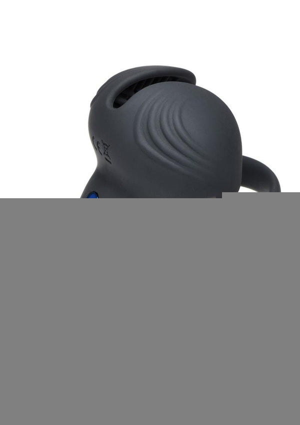Trinity Men 10x Silicone Cock and Ball Ring with Taint Stim and Remote Control - Black