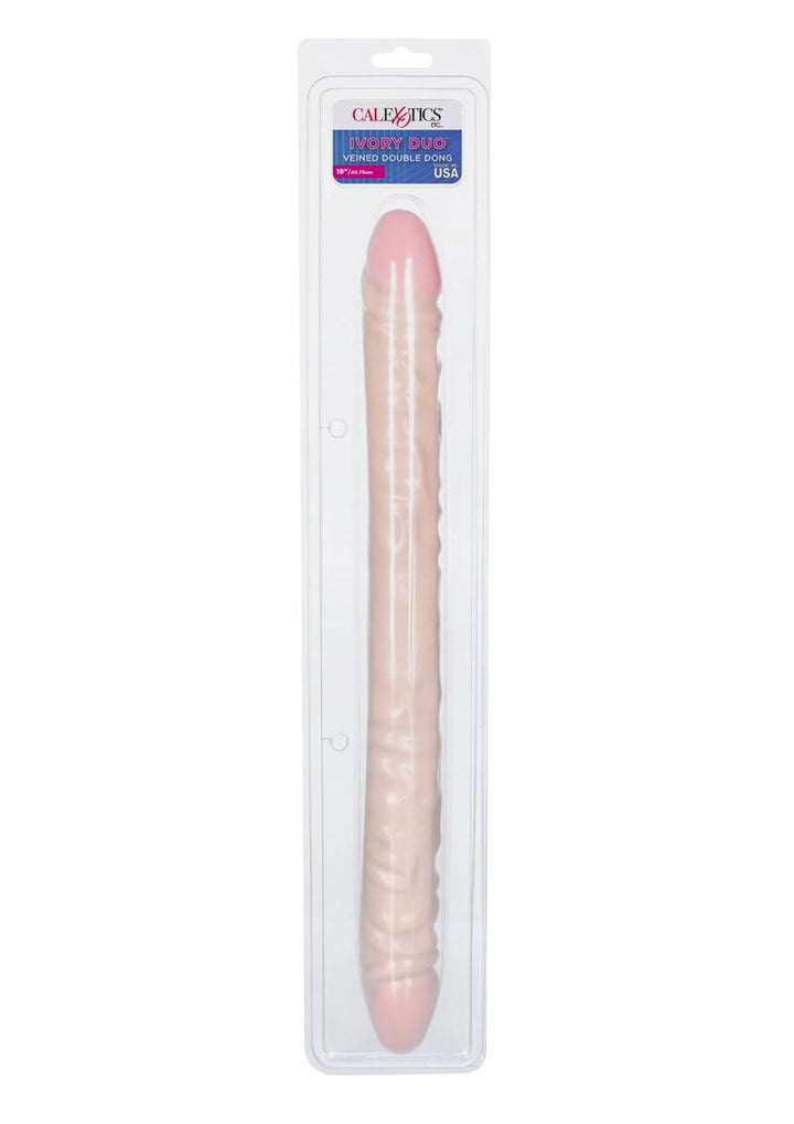 Vanilla Duo Veined Double Dildo - Ivory/Vanilla - 18in